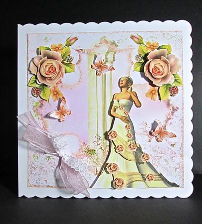 Lace and Apricot Rose Beauty Card Front Kit by Cynthia Massey
