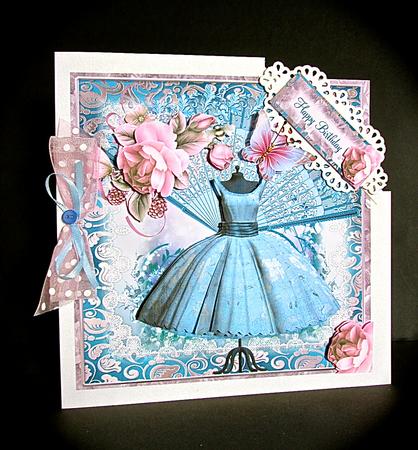 Vintage Style Teal Dress and Dusky Pink Rose by Cynthia Massey