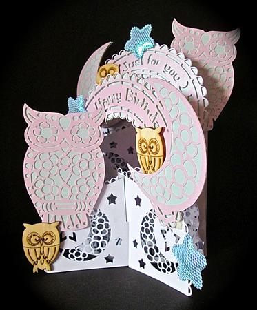 3D Cascade Owl and the Moon by Cynthia Massey