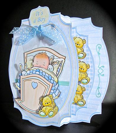 New Baby Boy Double Pop Out Card Kit & Decoupage by Cynthia Massey