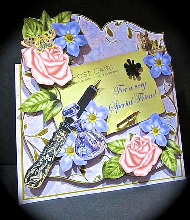 Peach Rose Special Friend Fancy Sq Deco Card & E Kit by Cynthia Massey