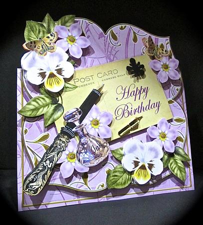 Lilac Fmk Happy Birthday Fancy Sq Deco Card & E Kit by Cynthia Massey