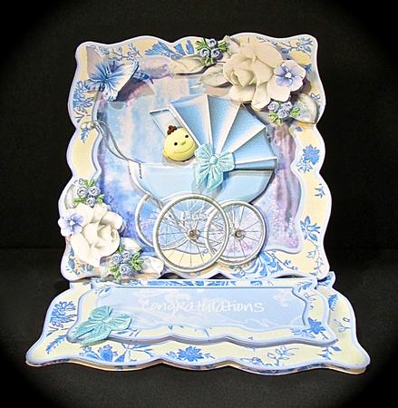 Vintage Style Baby Boy Pram Easel Kit by Cynthia Massey