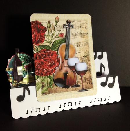 Violin, Wine & Music A4 by Cynthia Massey