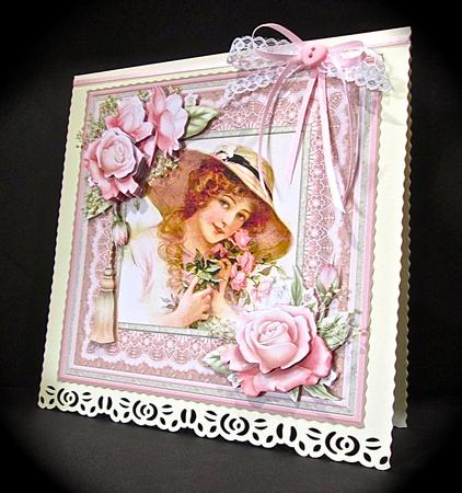 Vintage Lady & Pink Roses 8x8 Mini Kit & Decoupage by Cynthia Massey