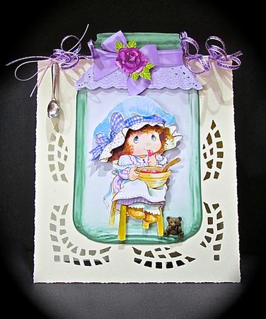 Little Girl in Jar with Bow Eating Strawberries by Cynthia Massey