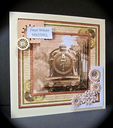 Sepia Steam Train 8x8 Mini Kit & Pyramage by Cynthia Massey