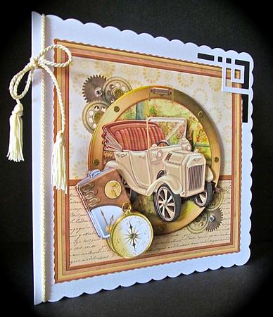 Steampunk Gold Car 8x8 Mini Kit & Decoupage for Men by Cynthia Massey