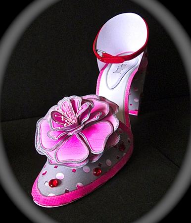 I Love Shoes Kit Taupe and Shocking Pink with 3D Rose by Cynthia Massey