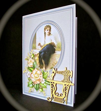 Girl Sewing Quick Card by Cynthia Massey