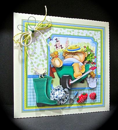 Beer Bear in Wheelbarrow 8x8 Mini Kit Ages & Decoupage by Cynthia Massey