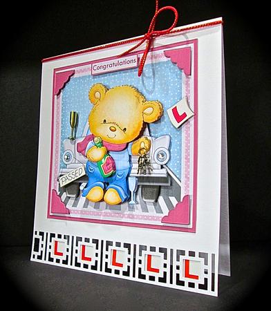 Ted Passed Driving Test Card Topper & Decoupage by Cynthia Massey