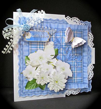 Tartan Frilly Cushion Card Front by Cynthia Massey