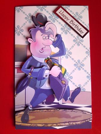 Busy Businessman Dude Shaped Card. by Cynthia Massey