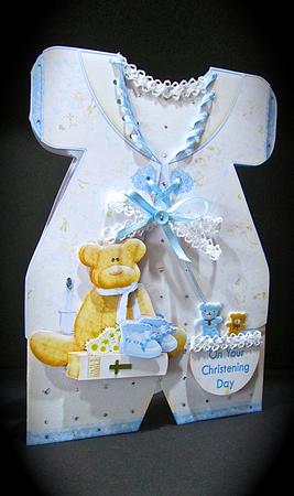 Christening Suit Boy Shaped Card Mini Kit by Cynthia Massey