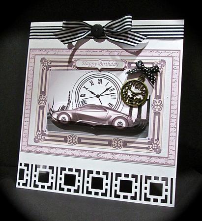 Pewter Sports Car Card Topper & Pyramage by Cynthia Massey