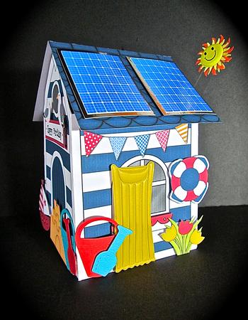 3D Beach Hut Rubber Band Pop Up Card by Cynthia Massey