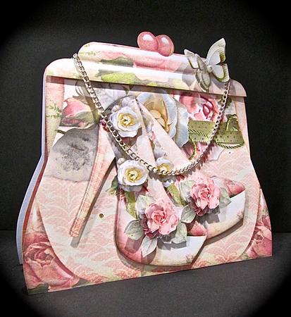 Handbag Shape Card Vintage Rose by Cynthia Massey