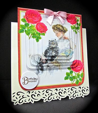 Lady & Cat Shaped Tentfold A5 Card Front Minikit by Cynthia Massey
