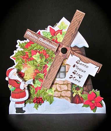 Santa at the Windmill Card Mini Kit by Cynthia Massey