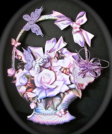 Soft Purple Roses Basket by Cynthia Massey