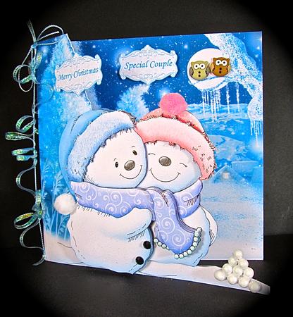 Snowman Hugs Christmas Shaped Card Kit & Decoupage by Cynthia Massey