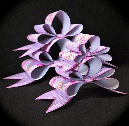 4 Triple Bows Mini Kit - Vintage Lilac Roses and Stripes by Cynthia Massey