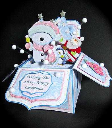 Christmas Cheer Snowman Pop Up Box Card 7.5 by Cynthia Massey