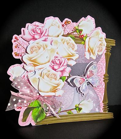 Hourglass Card with Soft Pink Roses Mini Kit by Cynthia Massey