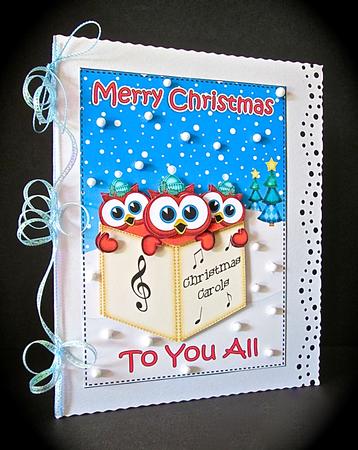Xmas to You All Owls 5x7 3D Decoupage by Cynthia Massey