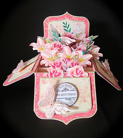 Lilies & Roses Pop Up Box Card 7.5" by Cynthia Massey