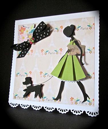 Meet Me in Paris Green Folded Skirt Dress Card Kit by Cynthia Massey