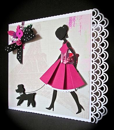 Meet Me in Paris Pink Folded Skirt Dress Card Kit by Cynthia Massey