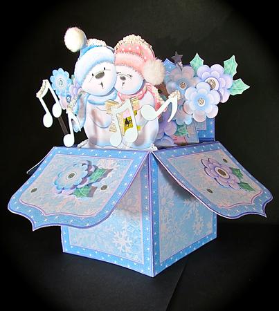Singing Snowmen Christmas Pop Up Box Card 7.5" by Cynthia Massey