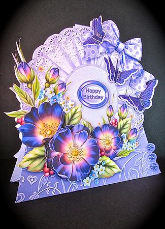 Shaped Triangular Base Purple Flowers & Butterflies Mini Kit by Cynthia Massey