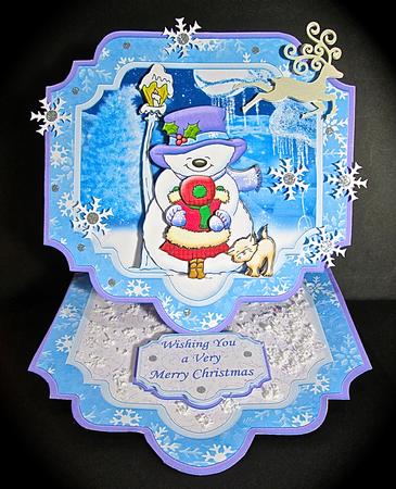 Hugging Snowman Christmas Large Easel Card Kit 7.5" by Cynthia Massey
