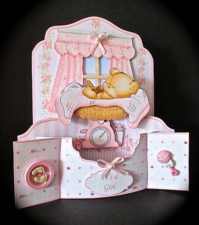 New Baby Girl 3D Pop Up Card Kit & Decoupage by Cynthia Massey