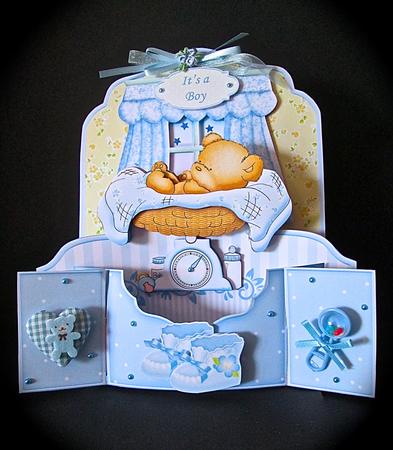 New Baby Boy 3D Pop Up Card Kit & Decoupage by Cynthia Massey