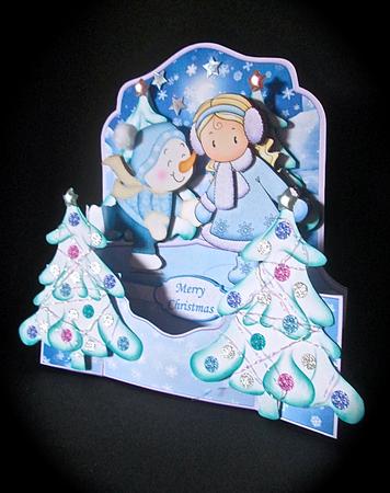 Skating Fun 3D Christmas Pop Up Card Kit & Decoupage by Cynthia Massey
