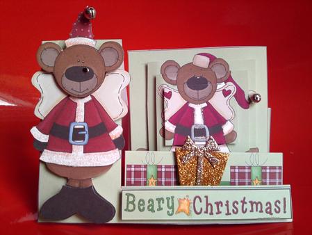 Christmas Beary Santa Side Stepper card by Cynthia Massey