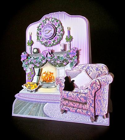 Shaped Triangular Base Purple Christmas Fireplace Mini Kit by Cynthia Massey