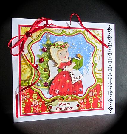 Carol Singing Angel 7x7 Christmas Mini Kit & Decoupage by Cynthia Massey