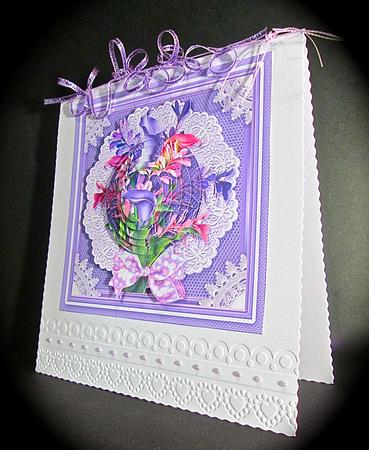Lilac and Pink Lilies 6in x 6in Pyramage by Cynthia Massey