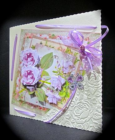 Mauve Rose Card with Decoupage by Cynthia Massey