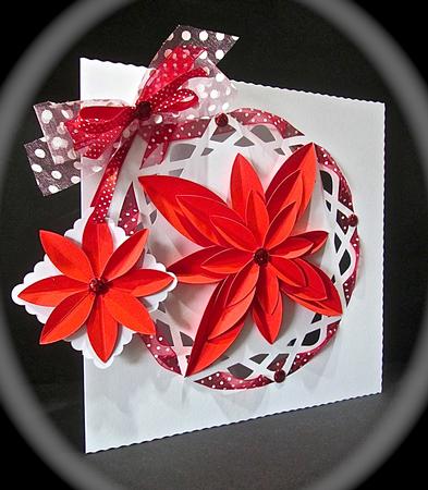 Poinsettia Aperture Round Card by Cynthia Massey
