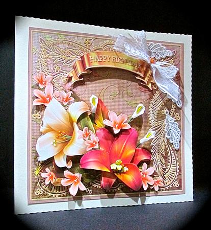 Autumn Lilies on a Lace Frame Decoupage Mini Kit by Cynthia Massey