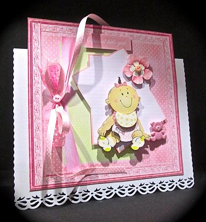 Baby Girl 7x7 Card with Decoupage by Cynthia Massey
