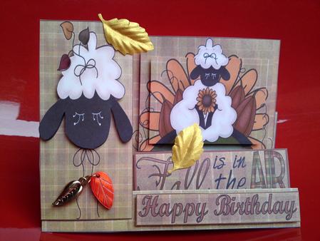 Shirley the Sheep Side Stepper card by Cynthia Massey