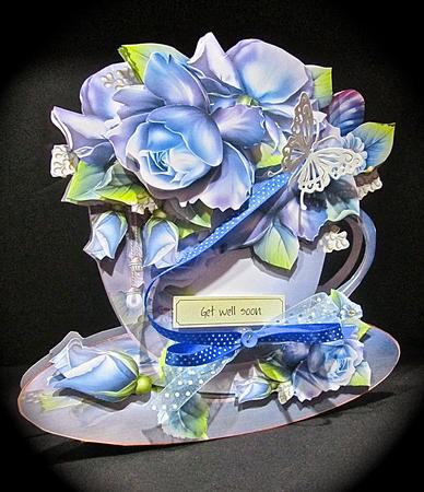 Blue Teacup and Roses by Cynthia Massey