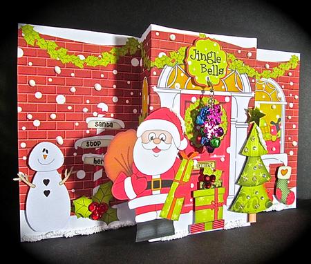3D Xmas Santa Up Front Card Decoupage by Cynthia Massey
